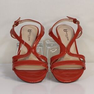 Boston Design Studio Spiced Coral Patent Leather Curve Strap Sandal NWT